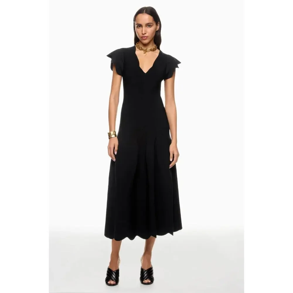 ULLA JOHNSON Yvette V Neck Short Sleeve A Line Midi Dress Size M Orig Price $750 - Picture 1 of 10